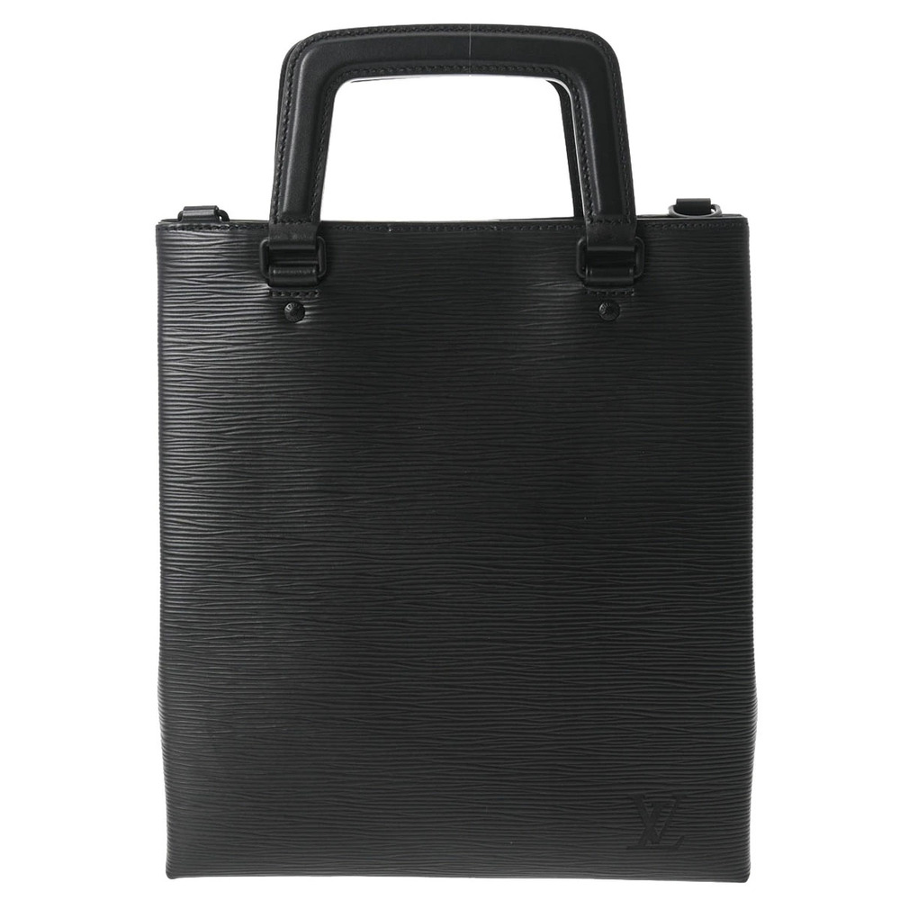 LOUIS VUITTON Epi Sac Plat Fold Black Leather Tote Bag